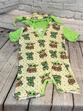 &Me Bamboo Baby Yoda Bamboo Shortie Romper